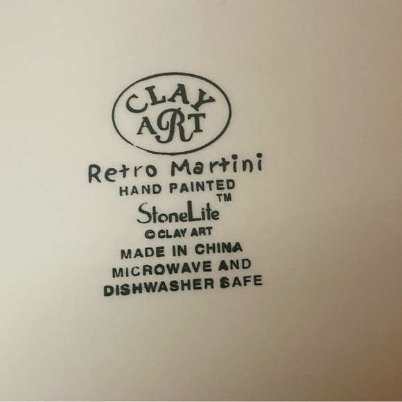 Clay Art Dining Vintage Clay Art Hand Painted Ceramic Retro Martini